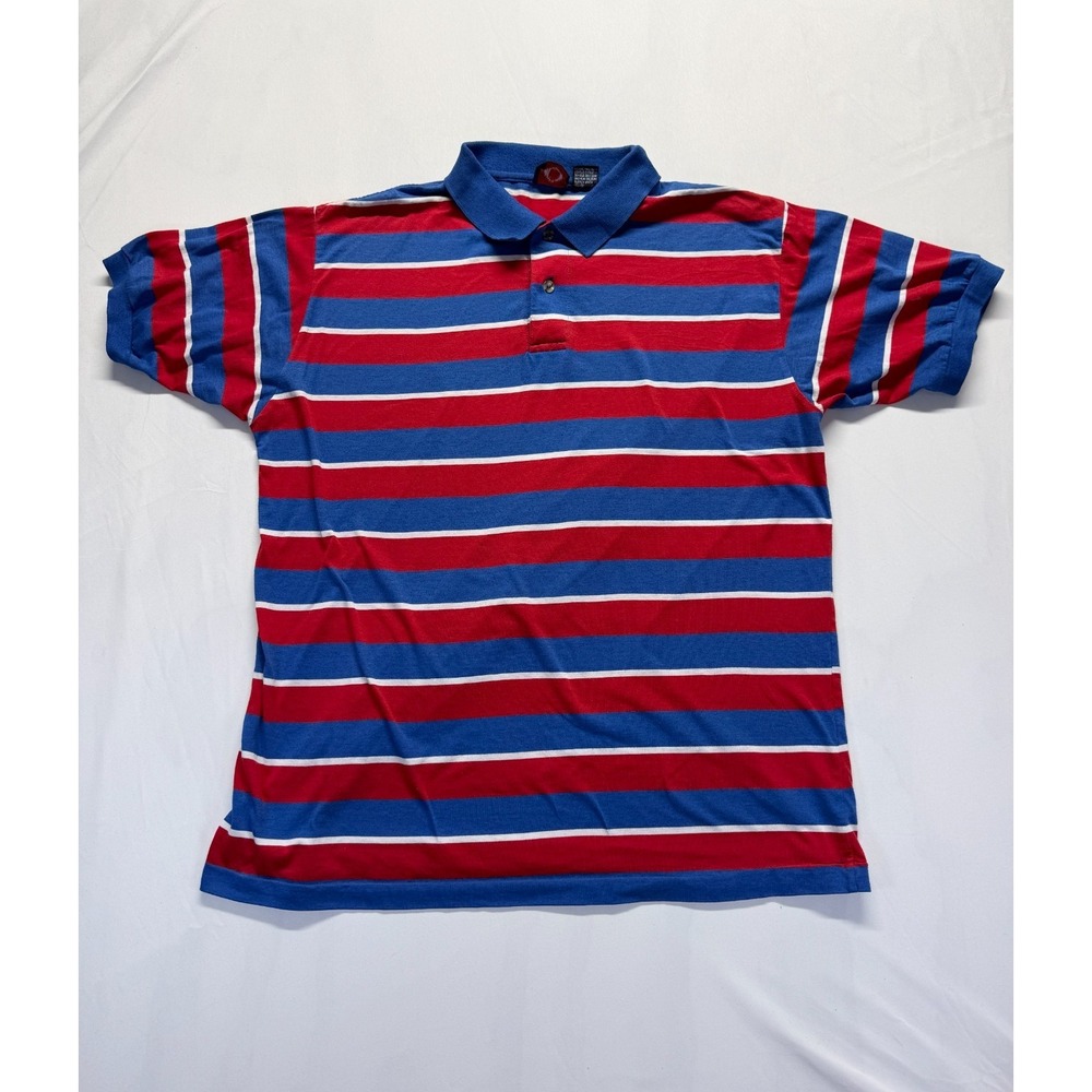 Boston Clipper Polo Shirt Mens Large Multicolor Horizontal Striped Golf Tennis‎